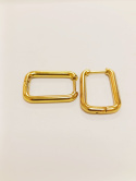 Kolczyki ze stali chirurgicznej – złote prostokątne zapinane 2 x 1,4 cm